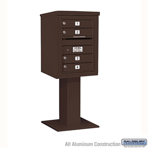 4C Pedestal Mailbox (Includes 26 Inch High Pedestal and Master Commercial Lock) - 6 Door High Unit (51-5/8 Inches) - Single Colu