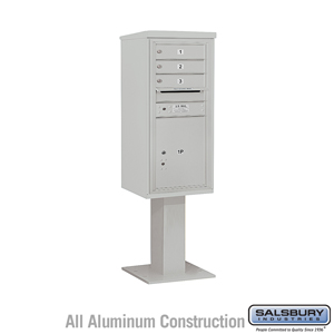 4C Pedestal Mailbox (Includes 26 Inch High Pedestal and Master Commercial Locks) - 10 Door High Unit (65-5/8 Inches) - Single Co