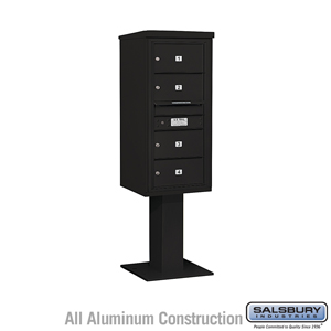 4C Pedestal Mailbox (Includes 26 Inch High Pedestal and Master Commercial Lock) - 10 Door High Unit (65-5/8 Inches) - Single Col