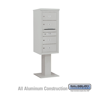 4C Pedestal Mailbox (Includes 26 Inch High Pedestal and Master Commercial Lock) - 10 Door High Unit (65-5/8 Inches) - Single Col