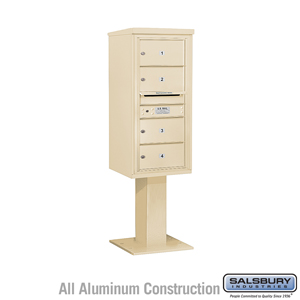 4C Pedestal Mailbox (Includes 26 Inch High Pedestal and Master Commercial Lock) - 10 Door High Unit (65-5/8 Inches) - Single Col