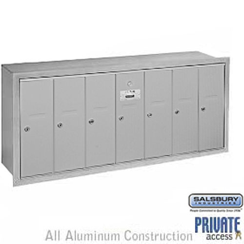 Vertical Mailbox (Includes Master Commercial Lock) - 7 Doors - Aluminum - Recessed Mounted - Private Access