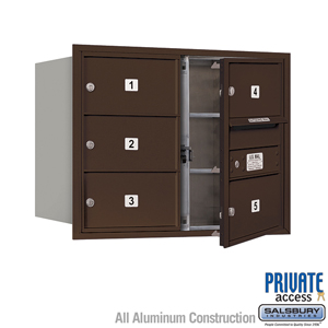 4C Horizontal Mailbox (Includes Master Commercial Locks) - 6 Door High Unit (23 1/2 Inches) - Double Column - 5 MB2 Doors - Bron