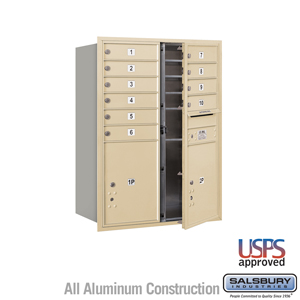 4C Horizontal Mailbox - 11 Door High Unit (41 Inches) - Double Column - 10 MB1 Doors / 2 PL5s - Sandstone - Front Loading - USPS