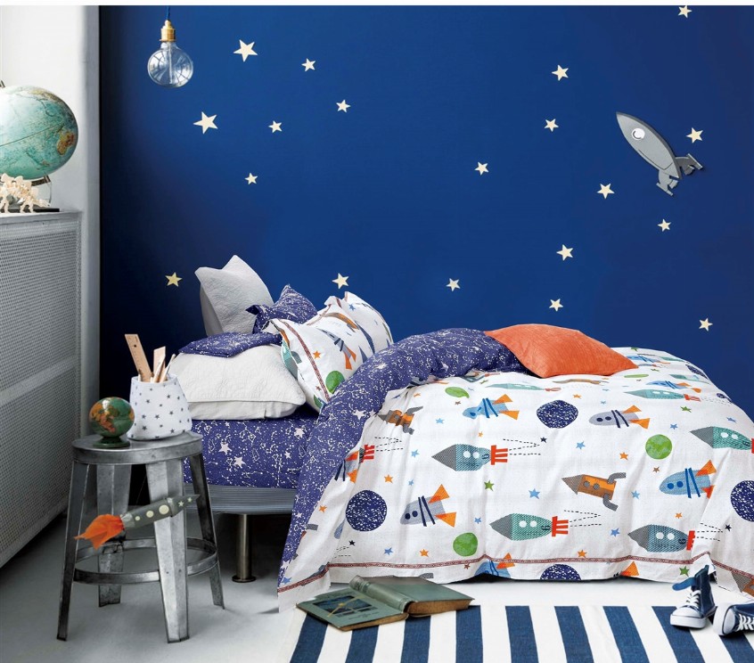 Johanas Rocket Ship  100% Cotton Reversible Comforter Set