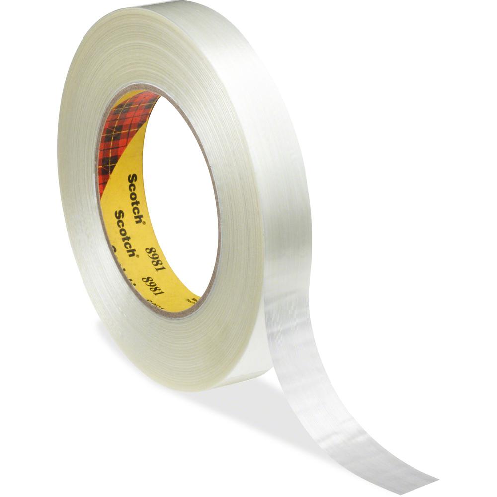 Scotch Premium-Grade Filament Tape - 60 yd Length x 1" Width - 6.6 mil Thickness - 3" Core - Synthetic Rubber - Glass Yarn Backi