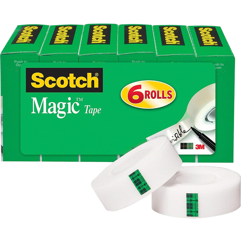 Scotch 3/4"W Magic Tape - 27.78 yd Length x 0.75" Width - 1" Core - 12 / Bundle - Transparent