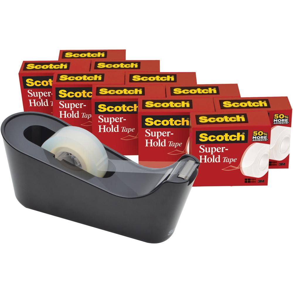 Scotch Super-Hold Tape - 27.78 yd Length x 0.75" Width - Dispenser Included - 10 / Pack - Clear