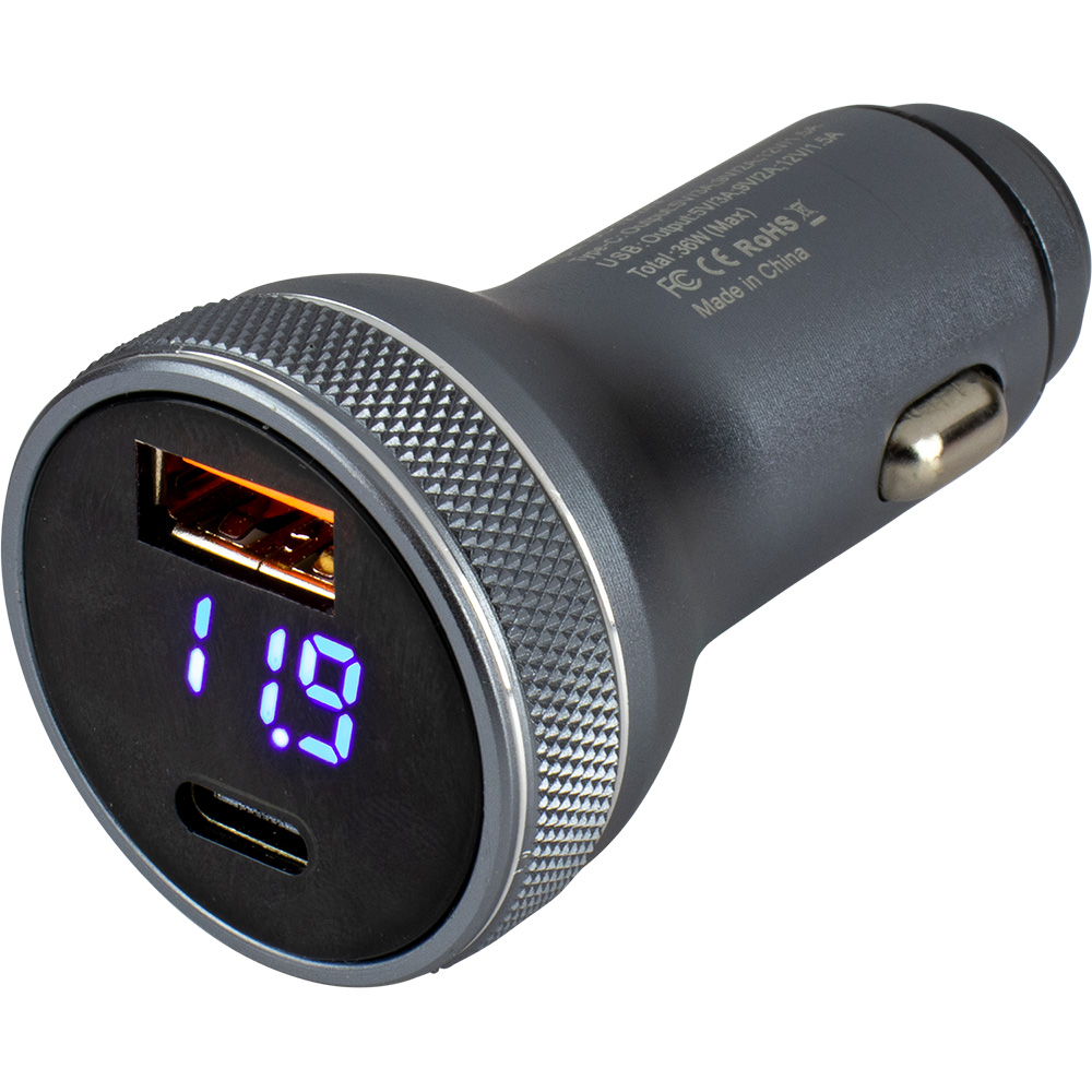 Sea-Dog Round USB & USB-C Power Plug w/Voltmeter