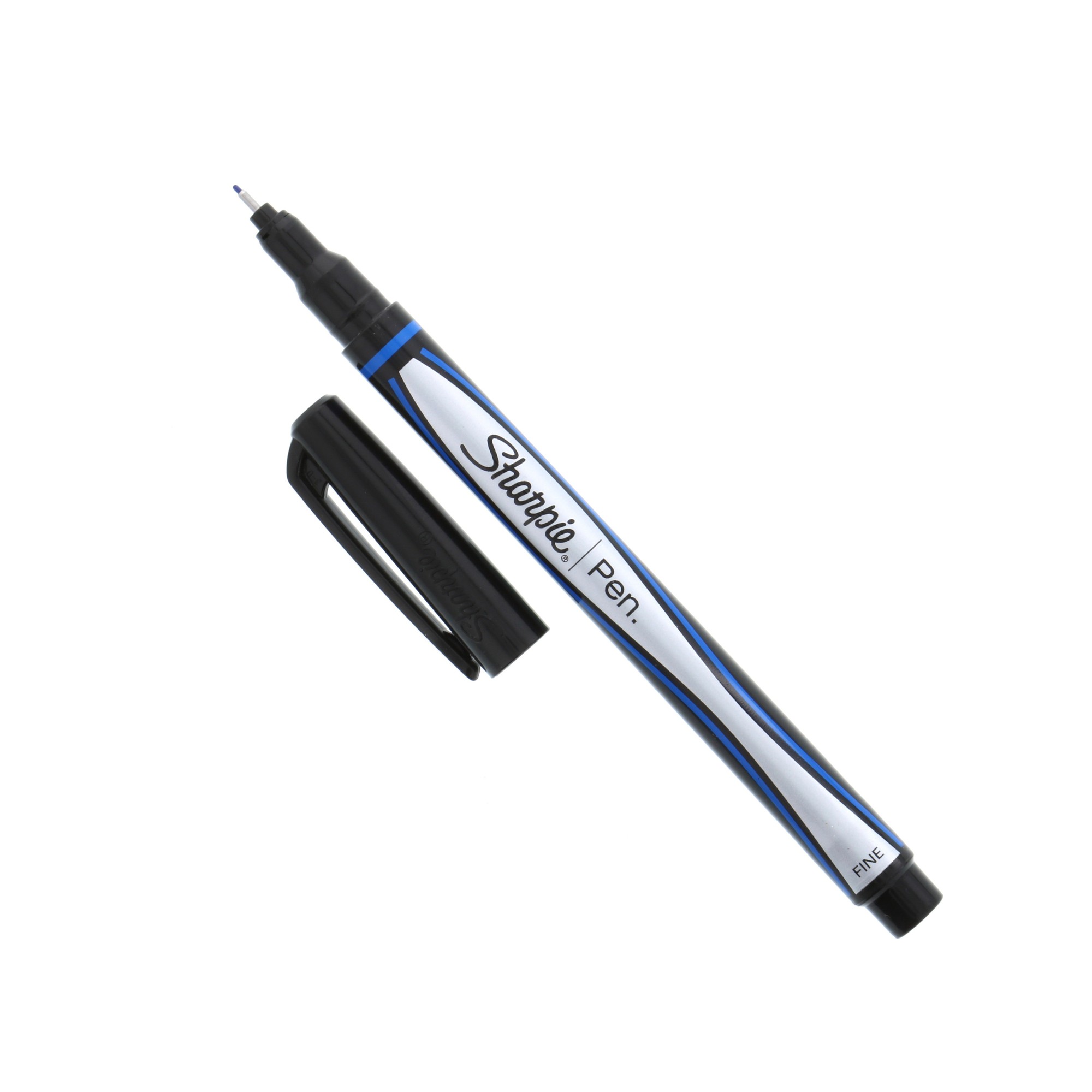 Sharpie Fine Point Pen - Fine Pen Point - Blue - Silver Barrel - 1 Dozen