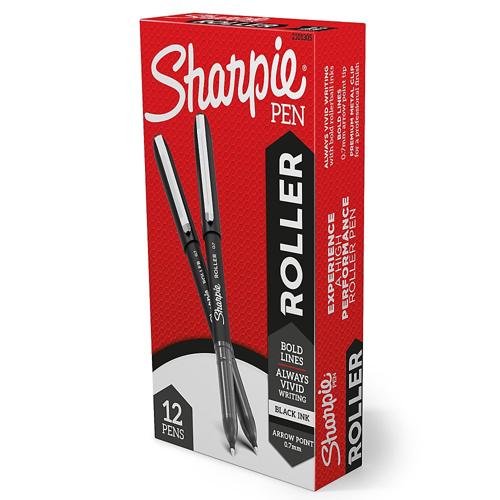 Sharpie Rollerball Pens - 0.7 mm Pen Point Size - Arrow Pen Point Style - Blue - 1 Dozen
