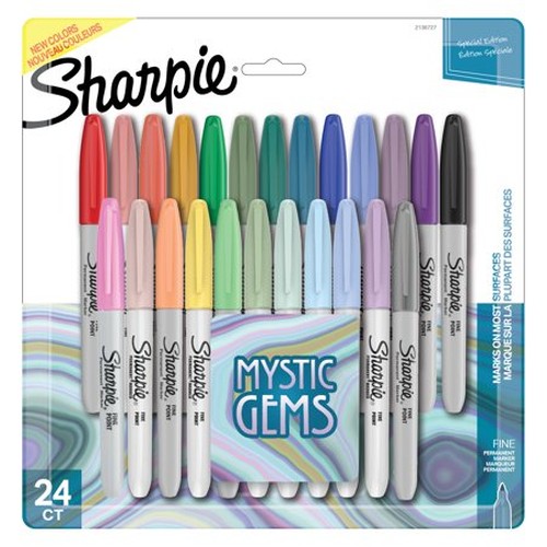 Mystic Gems Markers, Fine Bullet Tip, Assorted, 24/Pack