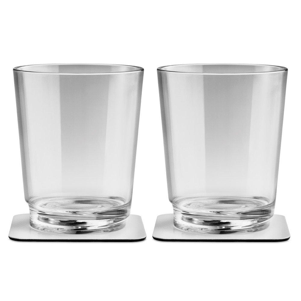 MAGENTIC DRINKING CUPS W/METALLIC NON-SLIP COASTERS, THE CLASSIC, SET OF 2