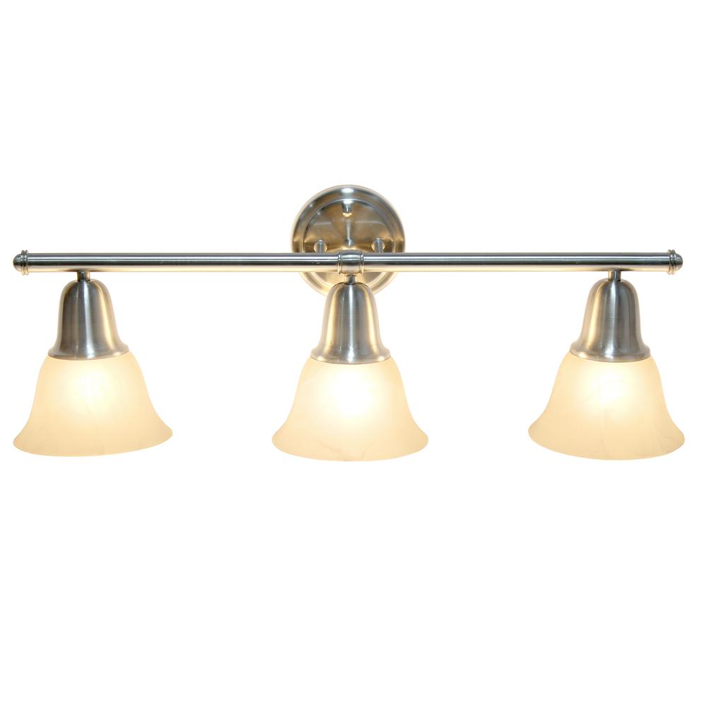 26.5" 3 Light Straight Metal Bar Wall Vanity Fixture, Brushed Nickel