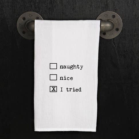 Naughty, nice, I tried (checkboxes) / Kitchen Towel