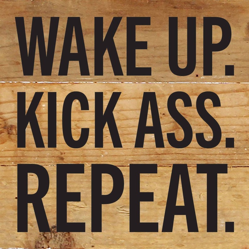 Wake Up Wall Sign 6x6 NR - Natural Reclaimed with Black Print