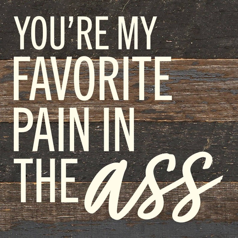 You're my favorite pain in the ass... Wall Sign 6x6 ES - Espresso Brown with Cream Print