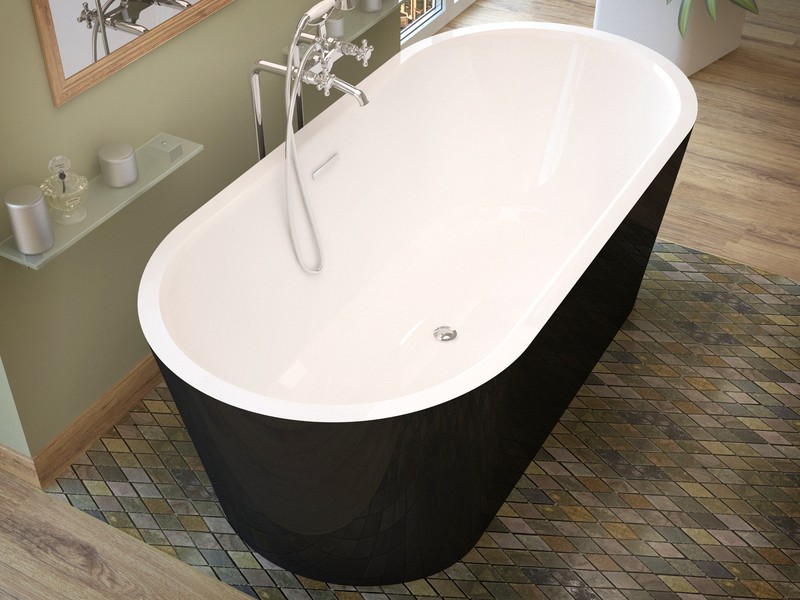 Tre 32 in. by 63 in. Freestanding One Piece Soaker Tub, Center Drain