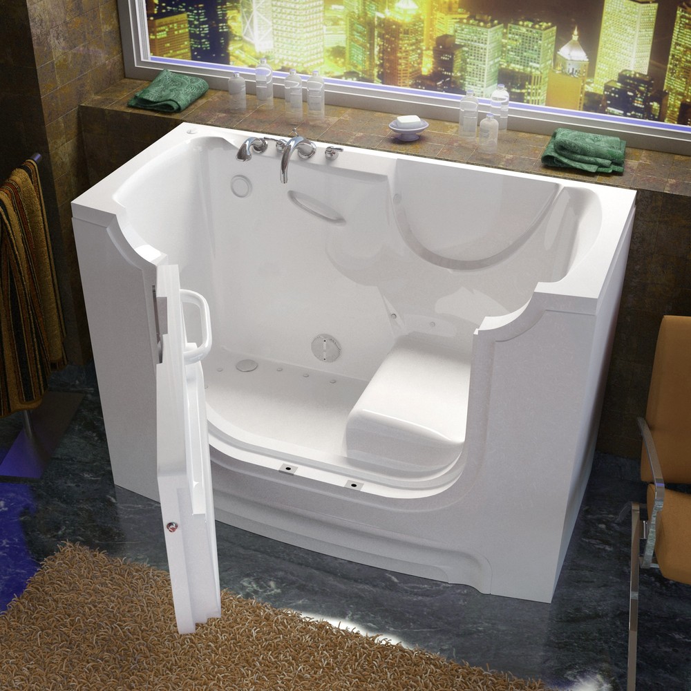 30x60 Left Drain White Air Jetted Wheelchair Accessible Walk-In Bathtub