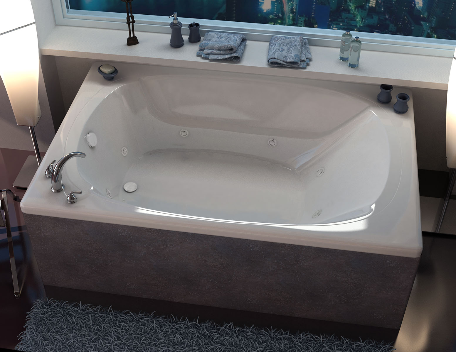 Aqui 48 x 78 Corner Whirlpool Jetted Bathtub