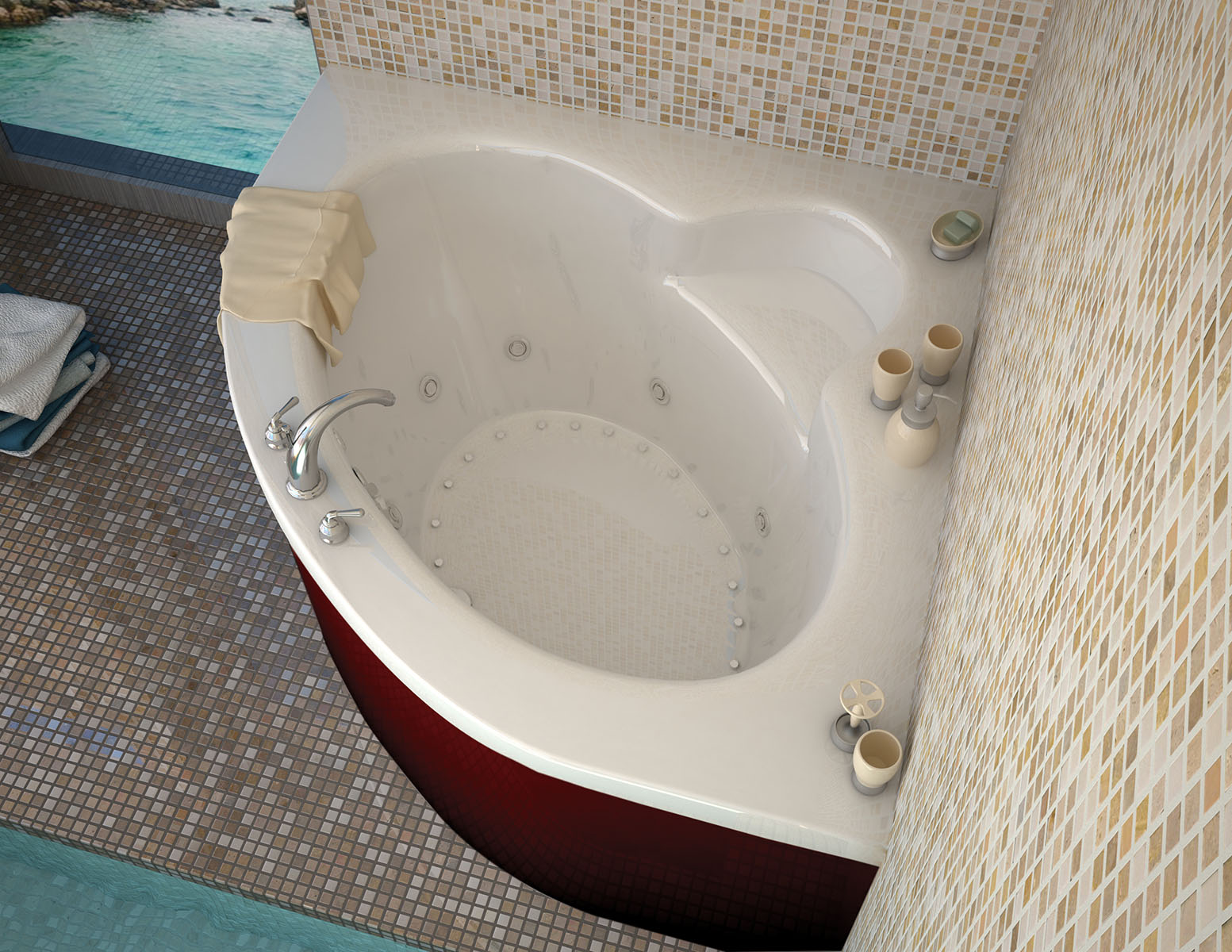 Esta 60 x 60 Corner Air & Whirlpool Jetted Bathtub