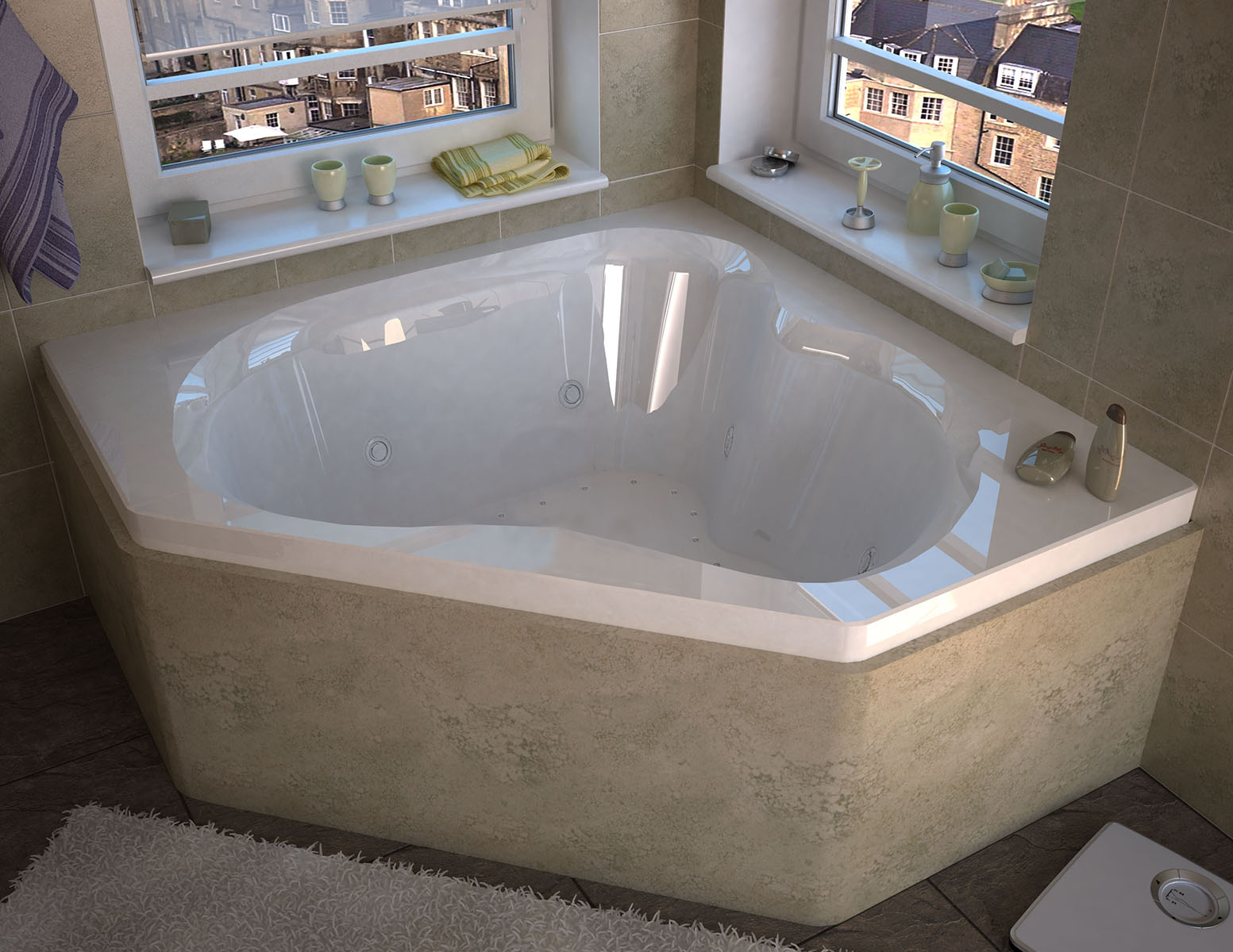 Tovila 60 x 60 Corner Air & Whirlpool Jetted Bathtub