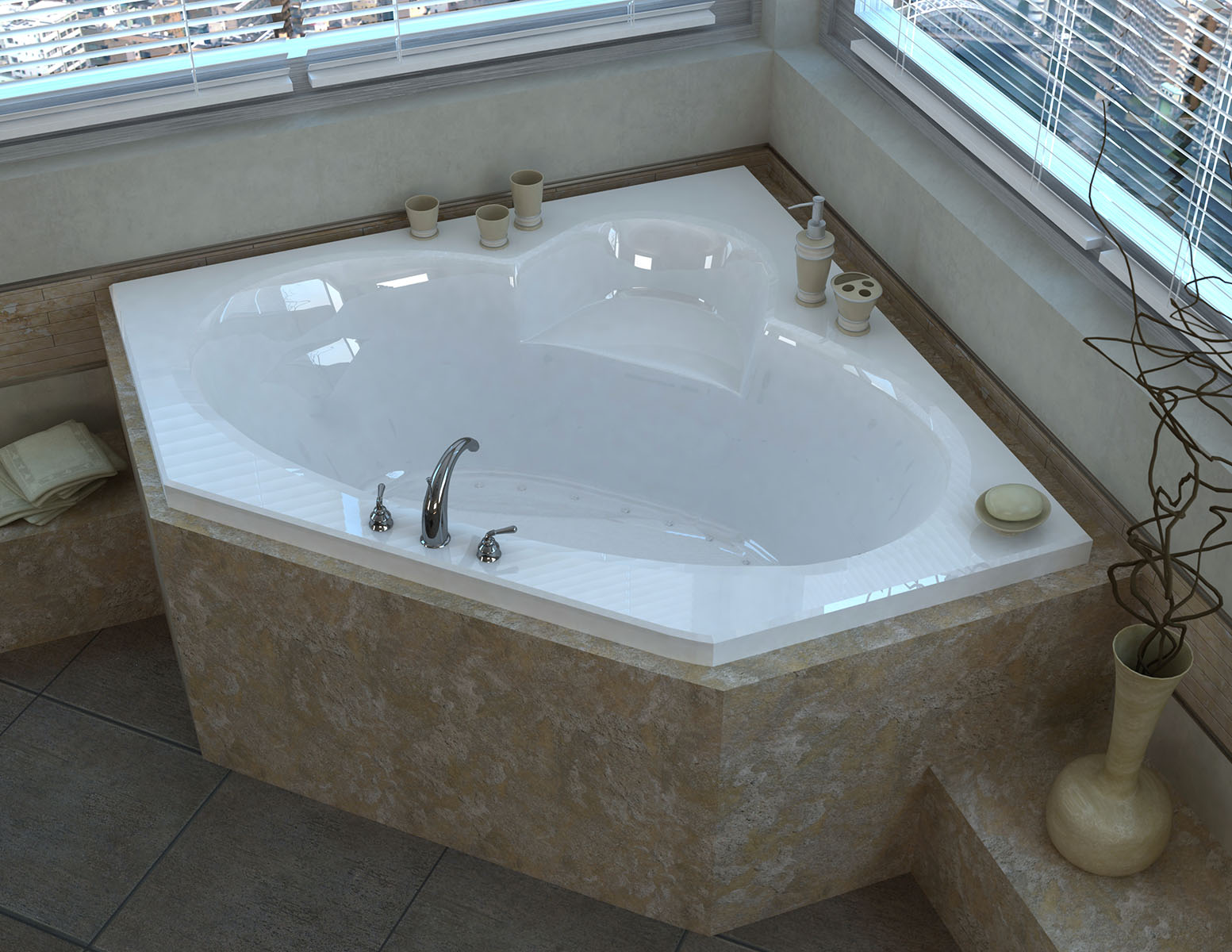 Ambra 60 x 60 Corner Air Jetted Bathtub