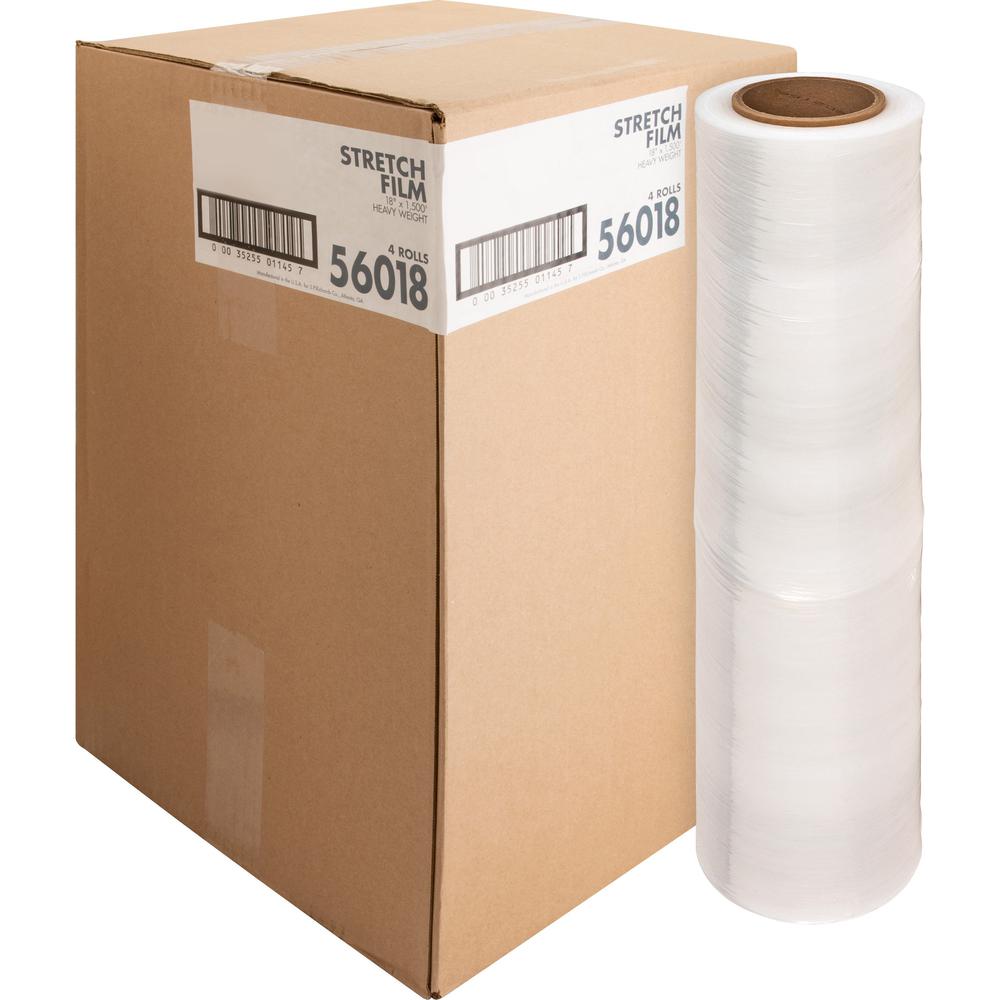 Sparco Stretch Wrap Film - 18" Width x 1500 ft Length - 4 Wrap(s) - Heavyweight - Clear