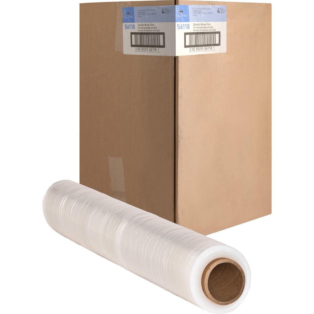 Sparco Medium Weight Stretch Wrap Film - 18" Width x 2000 ft Length - 4 Wrap(s) - Mediumweight - Clear