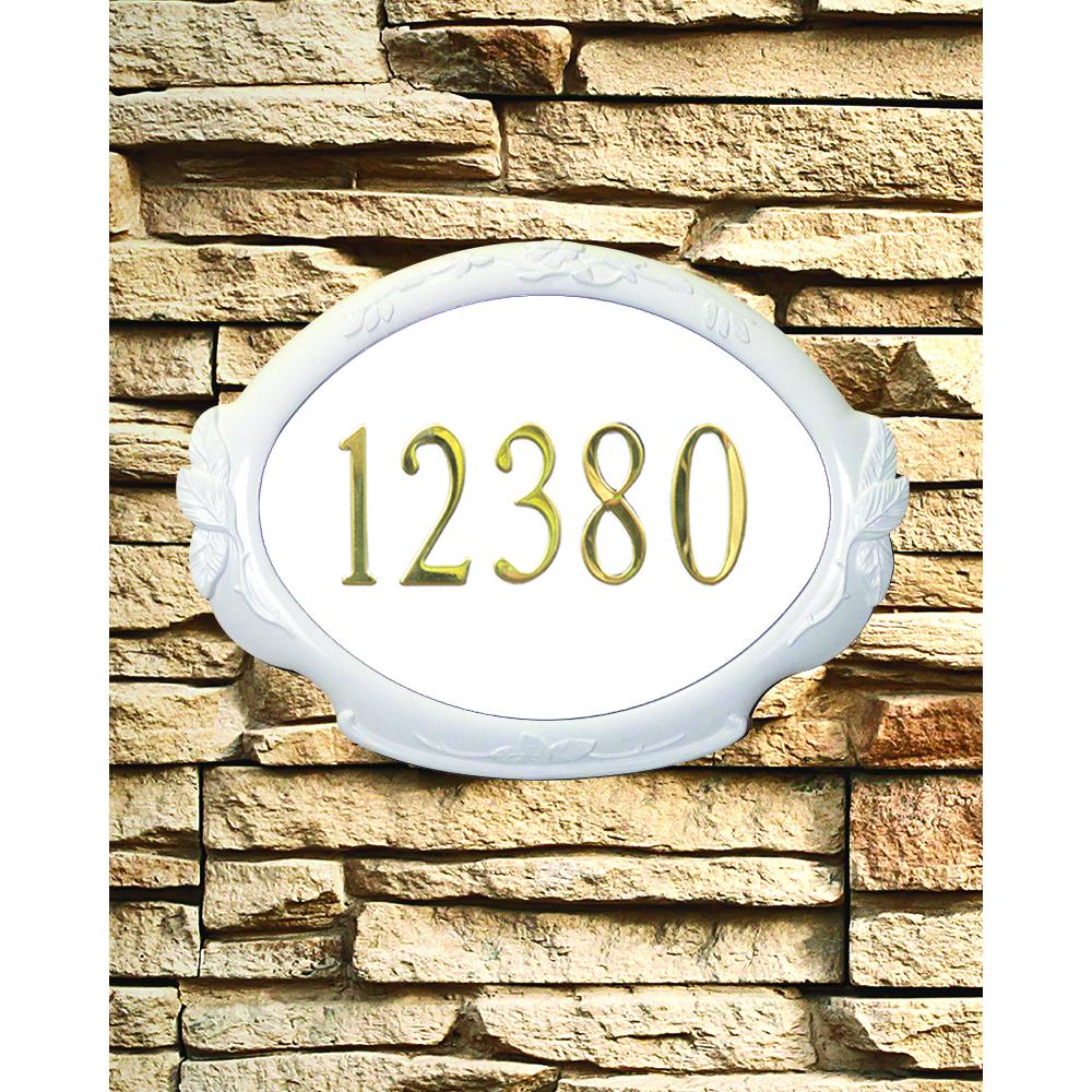 SAP-4110-WH Floral Address Plaque