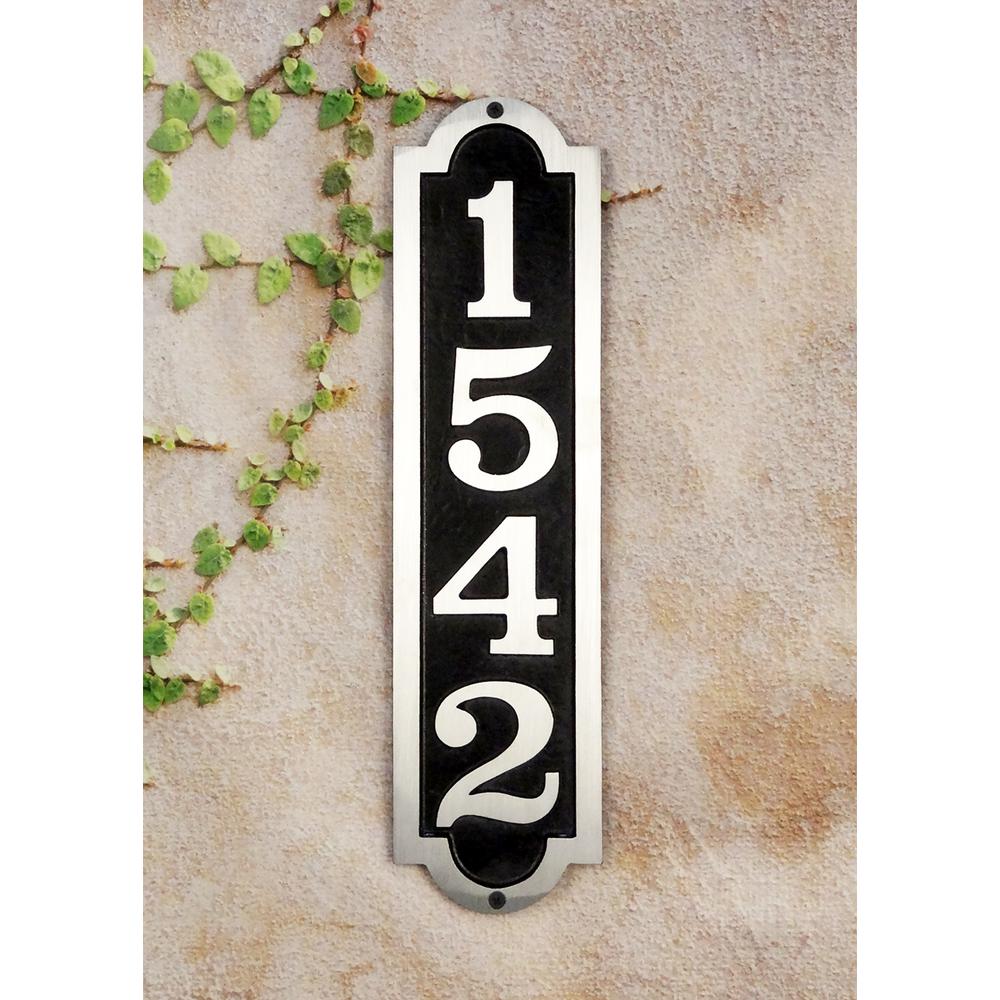 Hampton Cast Aluminum Address Plaque with Brushed Aluminum Numbers - Bold Italic Font