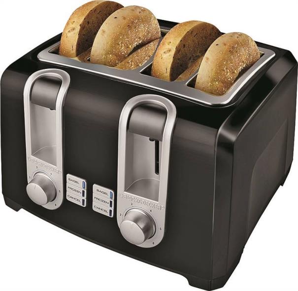 Black Decker 4 Slice Toaster 4 Slot Black