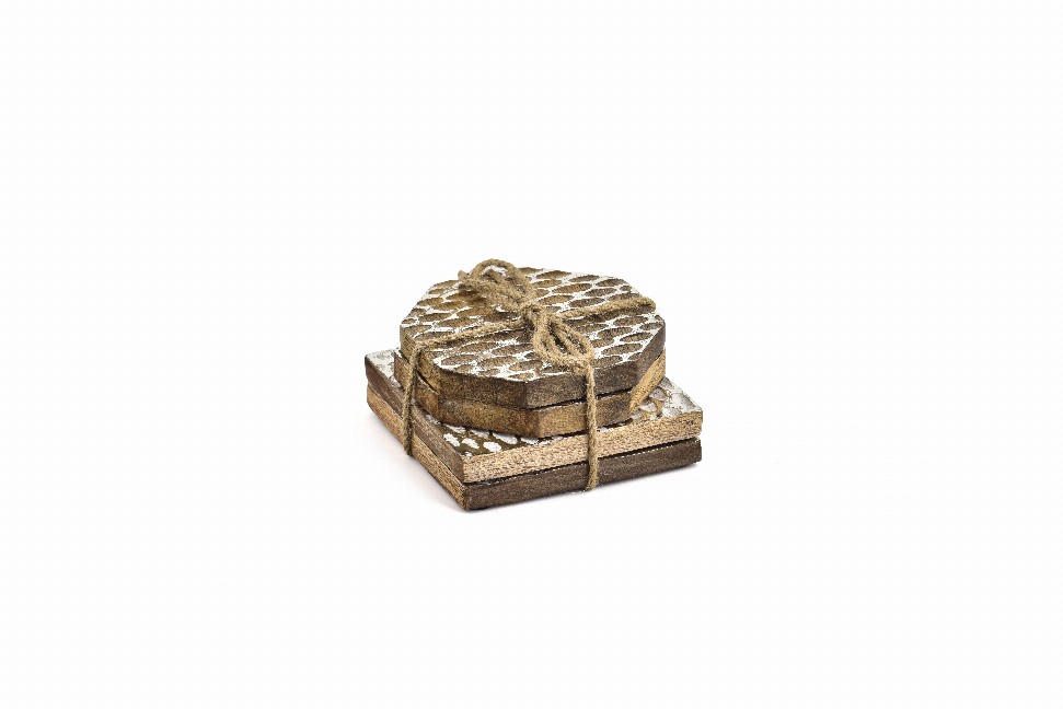 Spitiko Homes Set Of 4 Wood Coaster 4'' X 4''