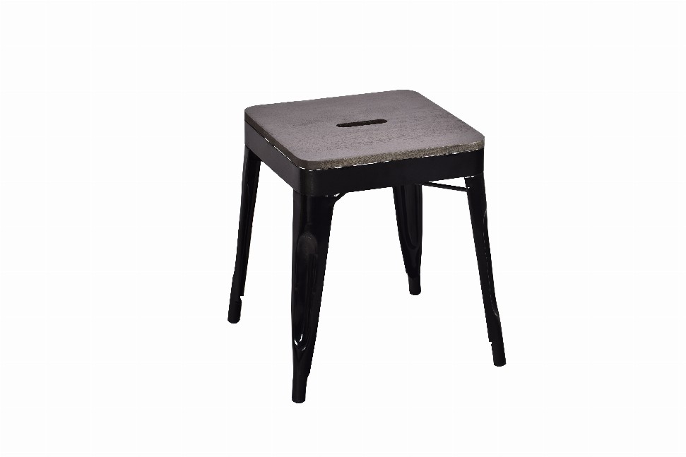 Spitiko Homes Stool Walnut Wood And Black  Powder Coat Metal