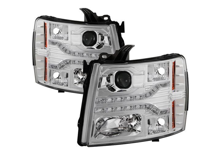 07-13 SILVERADO 1500/07-14 SILVERADO 2500HD/3500HD VERSION 2 PROJECTOR HEADLIGHTS - LED DRL -CHROME