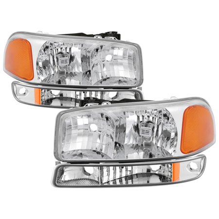 99-06 SIERRA/00-06 YUKON(EXCL DENALI AND C3 MODEL)CRYSTAL HEADLIGHTS & BUMPER LIGHTS-CHROME