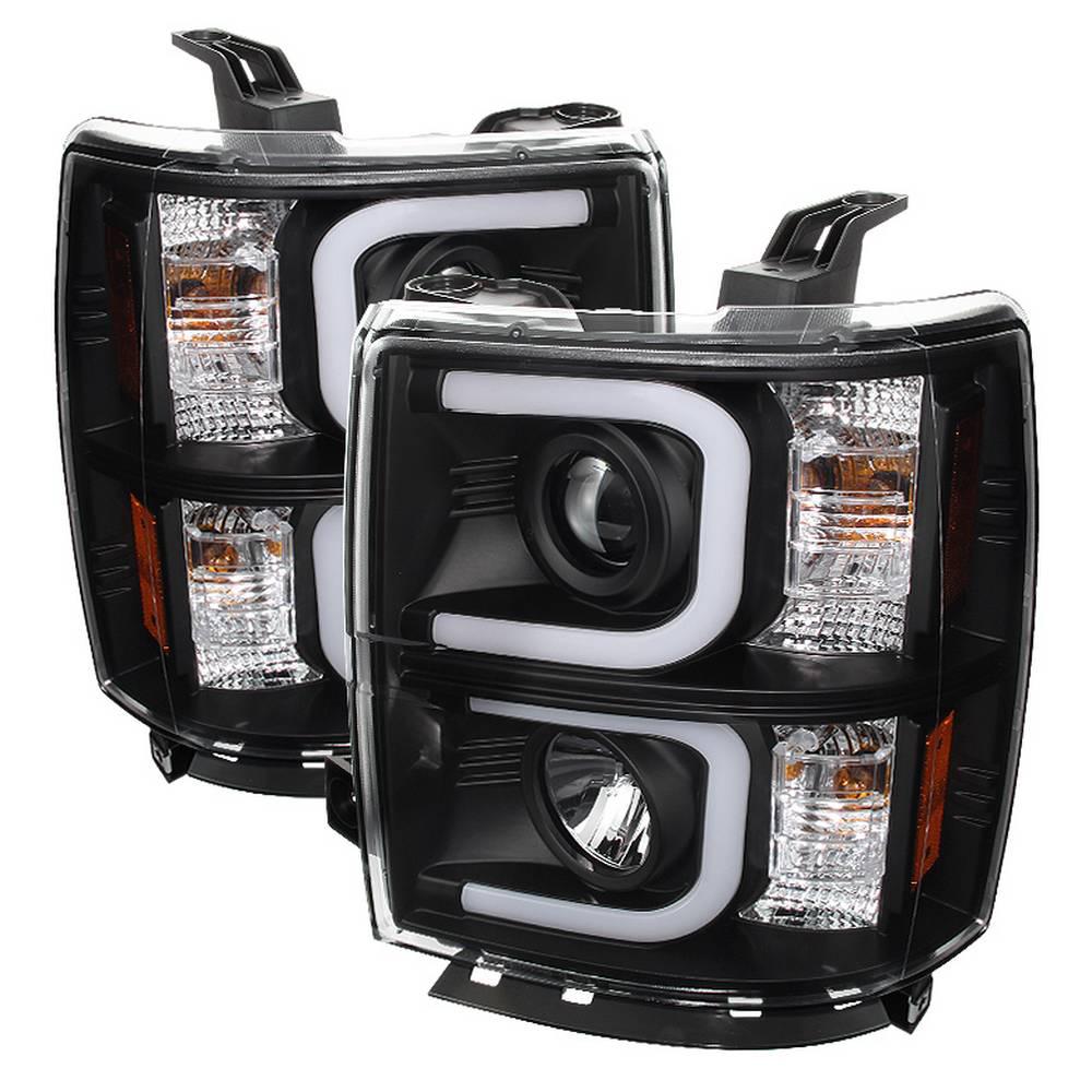 14-15 SILVERADO 1500 PROJECTOR HEADLIGHTS-LIGHT BAR DRL-BLACK-HIGH H1(INCLUDED)- DRIVE/PASS