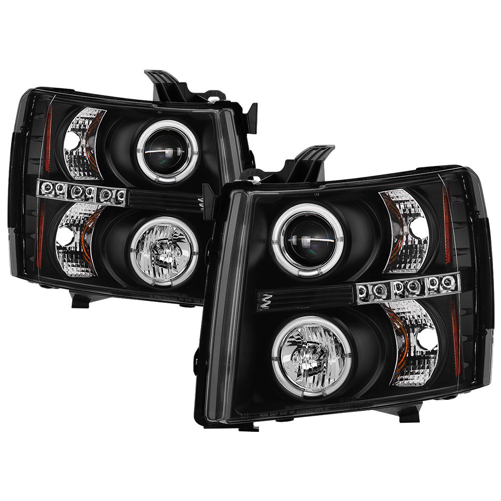 07-13 SILVERADO 1500/07-14 2500HD/3500HD PROJECTOR HEADLIGHTS-LED HALO-LED DRIVE/PASS