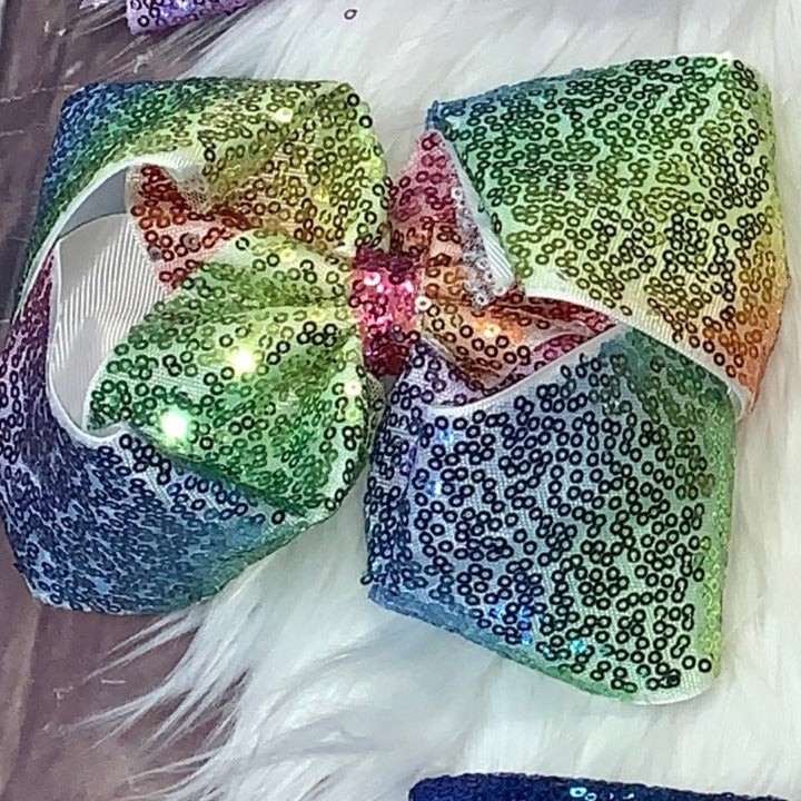 Sequin Hair Bows Super Extra Large Multi Pastel