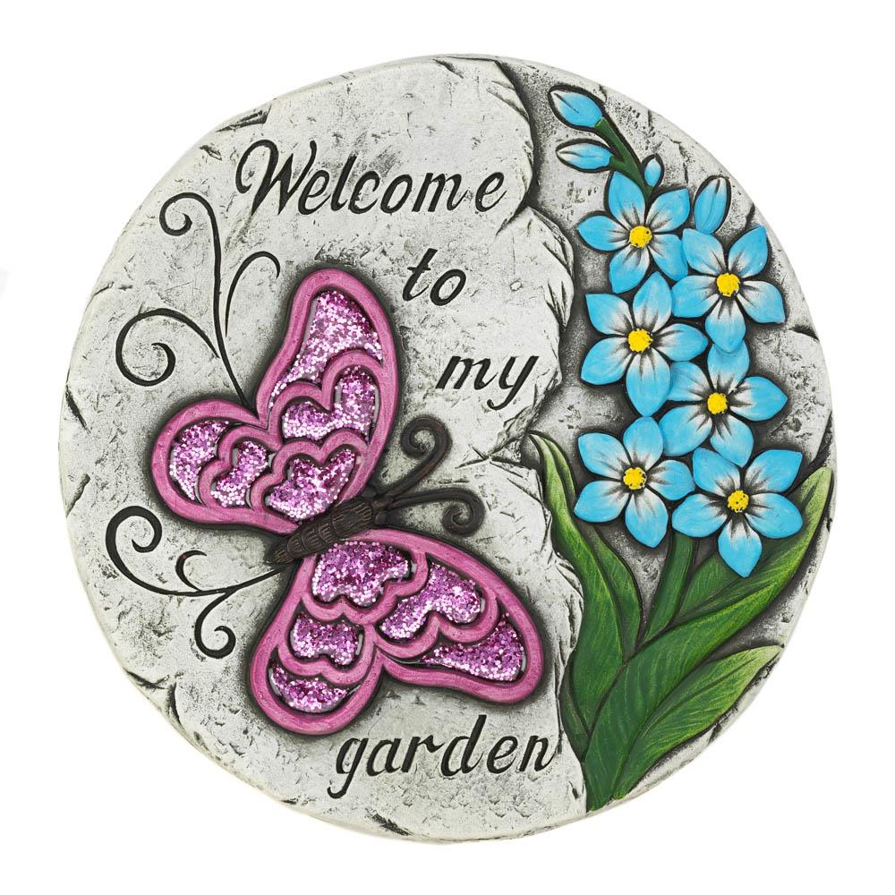 Pink Butterfly Garden Stepping Stone