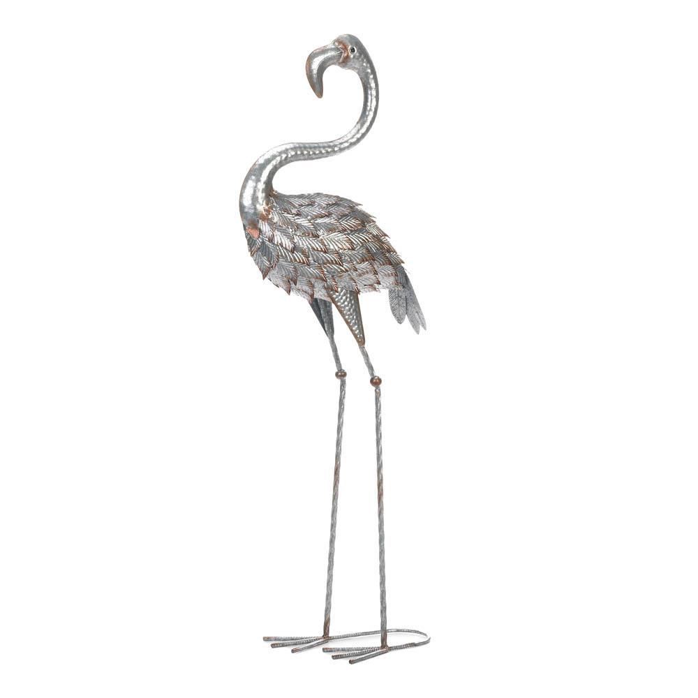 Standing Tall Galvanized Flamingo Statue