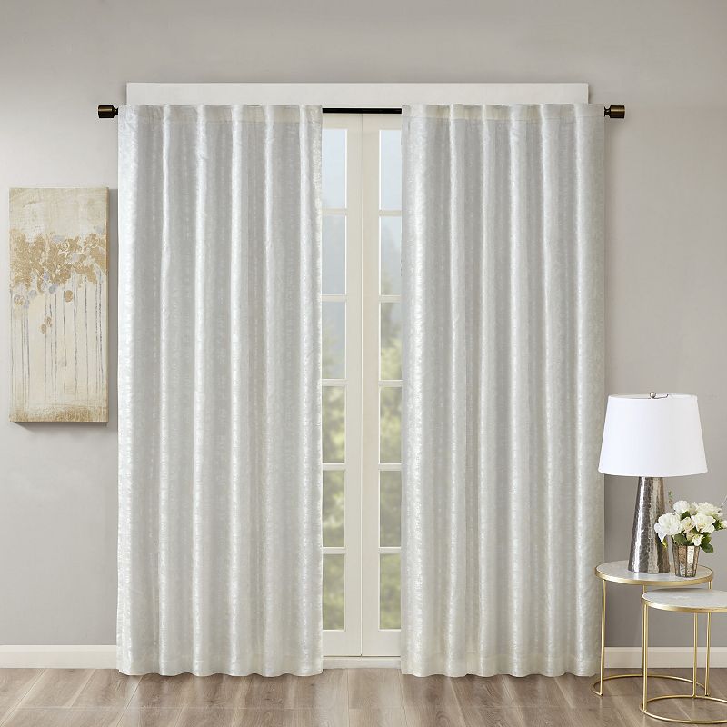 Jacquard Lined Total Blackout Rod Pocket/Back Tab Curtain Panel