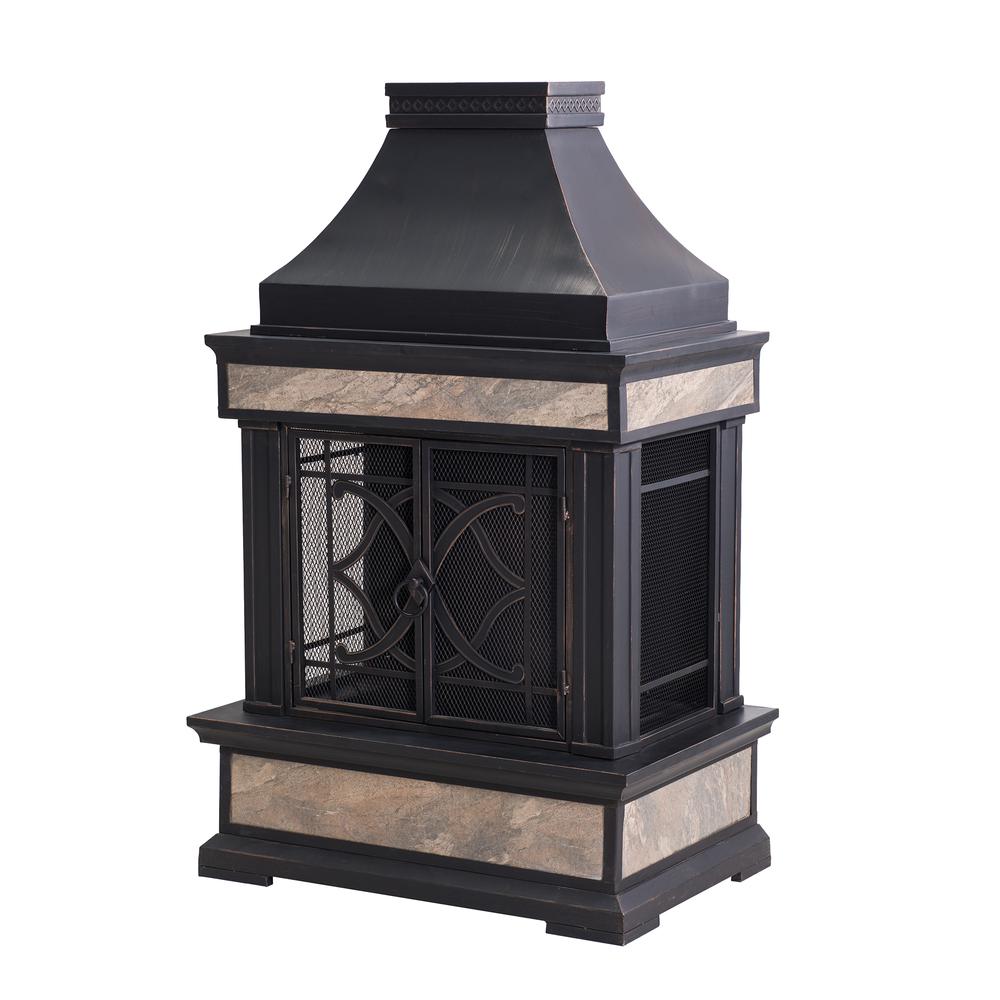 Sunjoy Heirloom Wood Burning Fireplace - Black