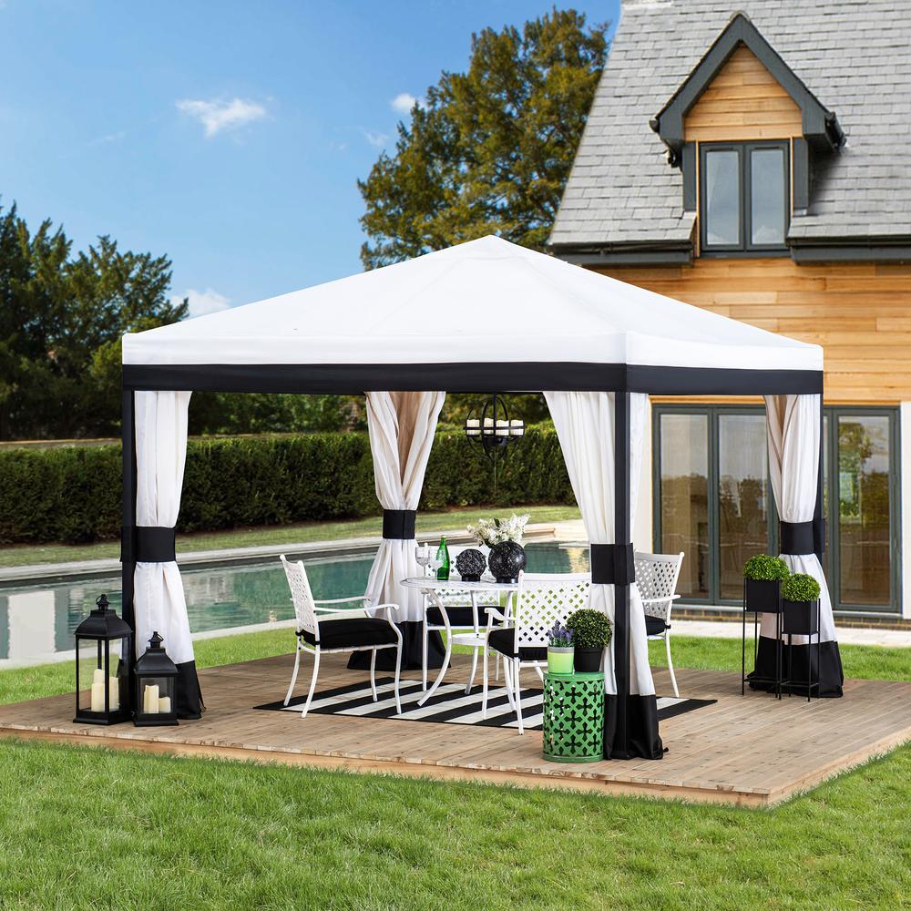 Sunjoy 10 ft. x 10 ft. Black and White Steel Gazebo