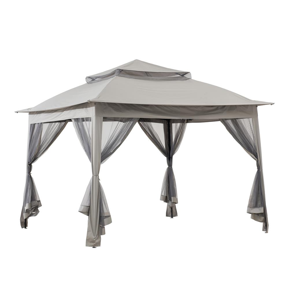 Sunjoy 11 ft. x 11 ft. Gray Pop Up Portable Steel Gazebo