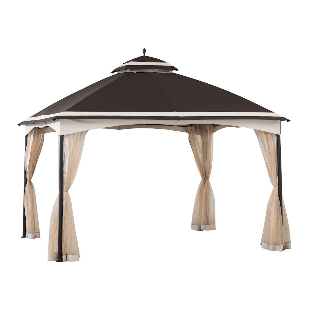 Sunjoy 10.5 ft. x 13 ft. Brown and Tan 2-tier Steel Gazebo