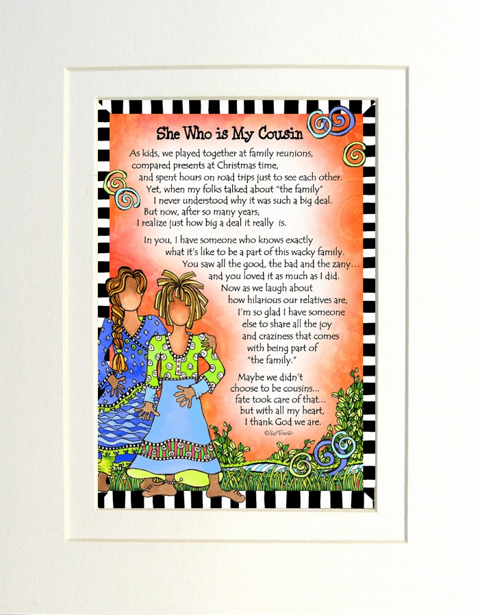 Family Themed Gifty Art - 8" x 10"WhiteCousin