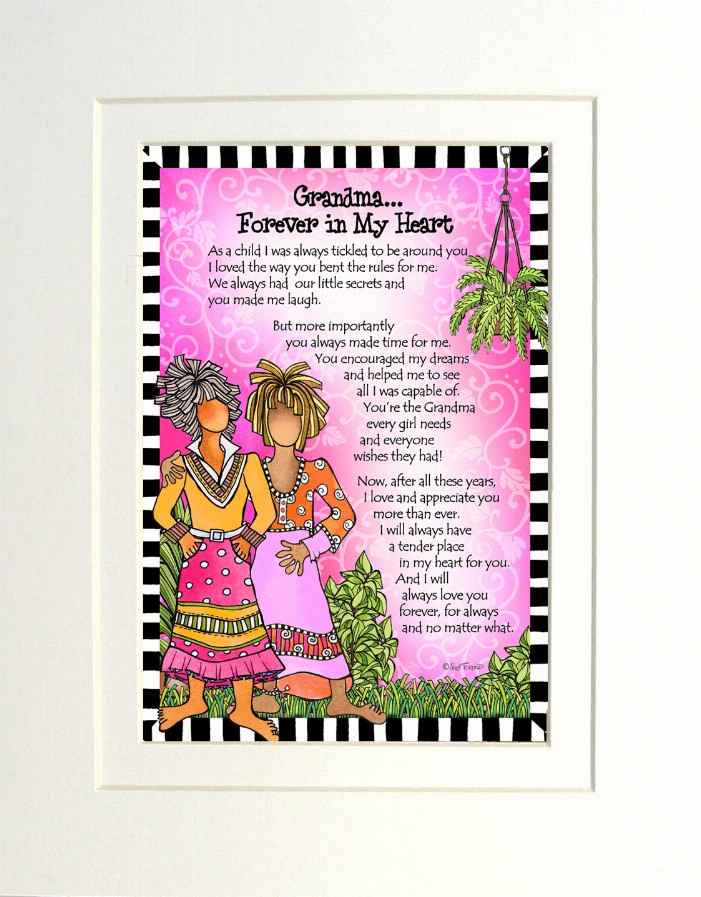 Family Themed Gifty Art - 8" x 10"WhiteGrandma - Forever in My Heart