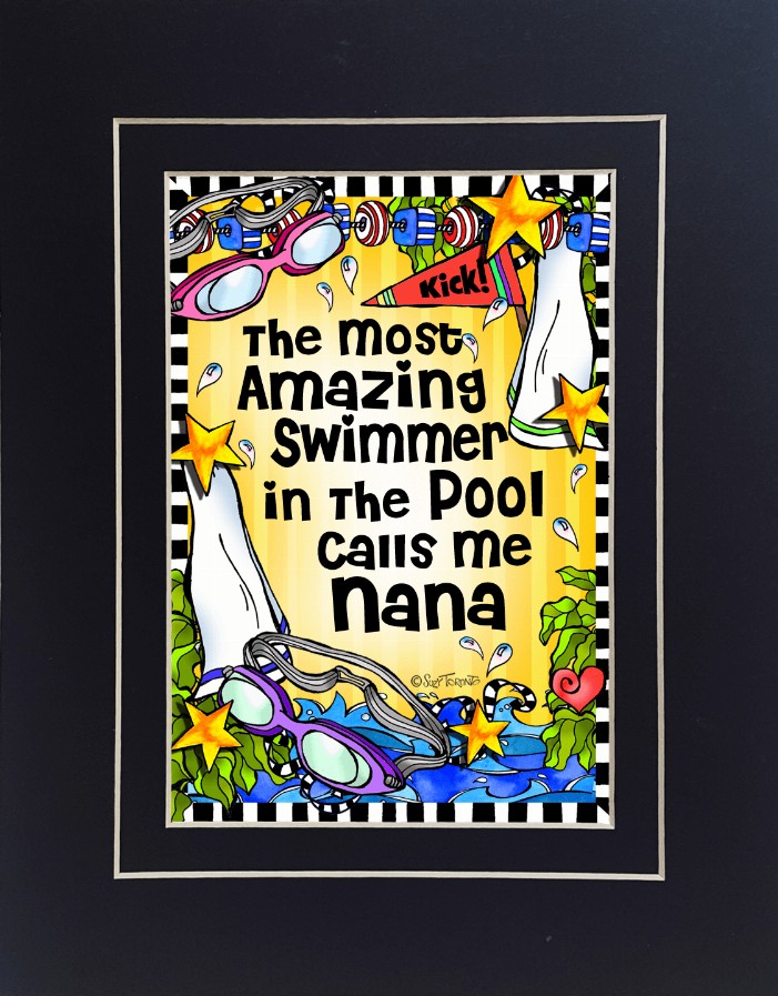 Swim Team Mom/Grandma Themed Gifty Art - 8" x 10"BlackSwim Team_NANA (SFM)