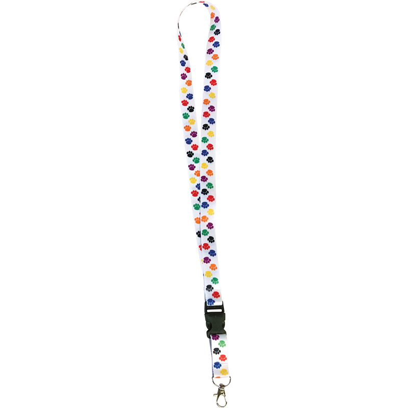 Colorful Paw Print Lanyard